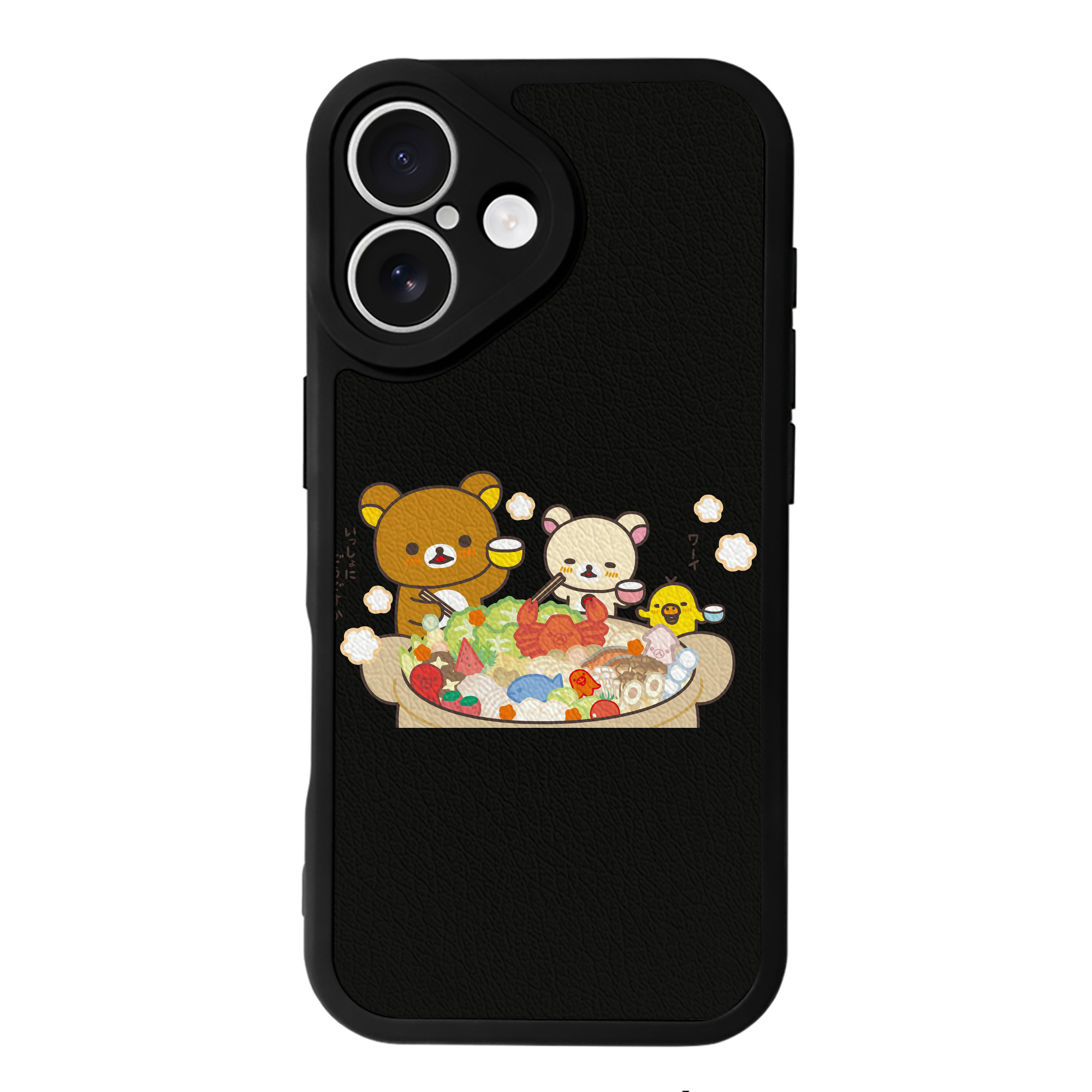 （画像用） リラックマ リラックマ キイロイトリ Rilakkuma Korilakkuma Kiiroitori 【iPhone 16シリーズ対応】シリコンスマホケース（レザー調） 材質：シリコン